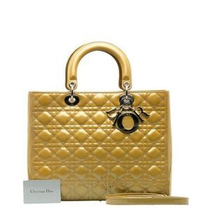 Dior Lady Dior Patent Leather Yellow Handbag